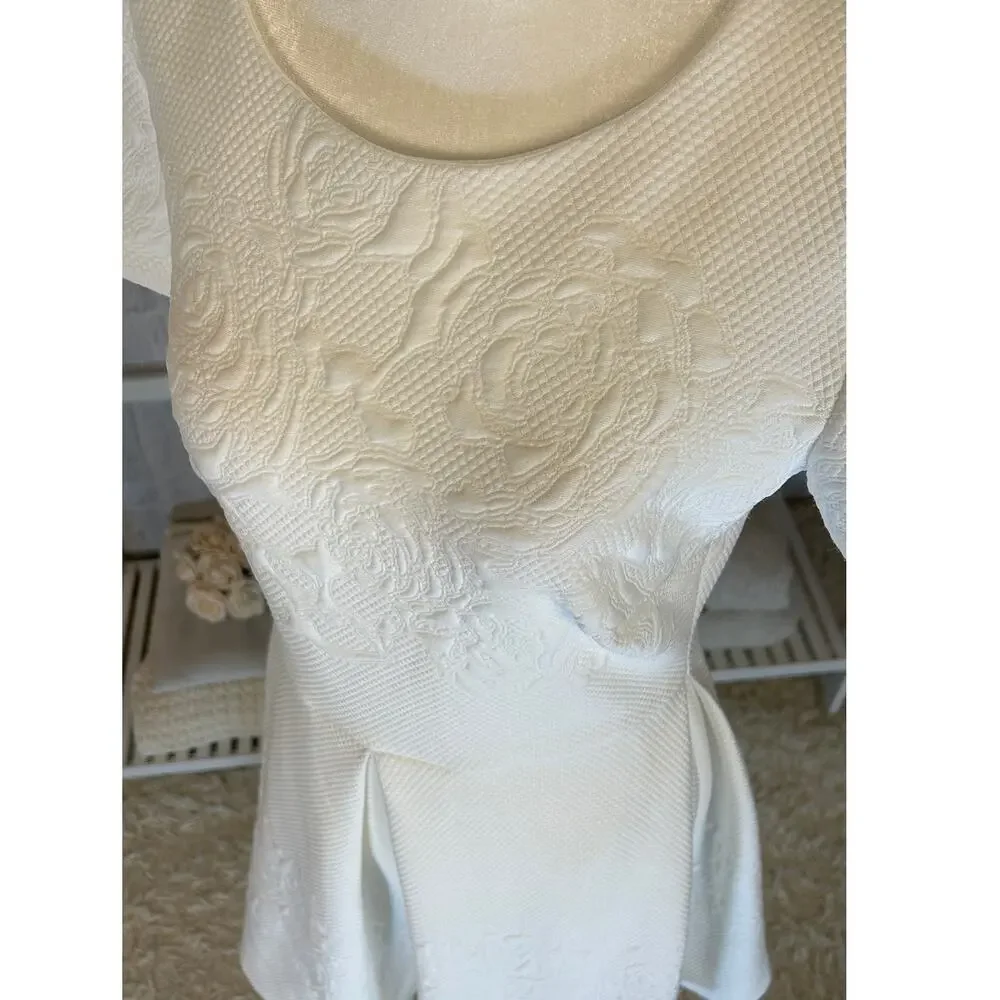 Just Taylor Women's Size 8 White Floral Fit & Flare Inverted Pleat Dress #0246 - Picture 5 of 14